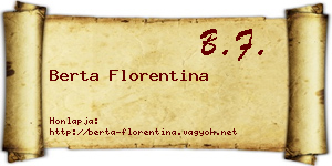 Berta Florentina névjegykártya